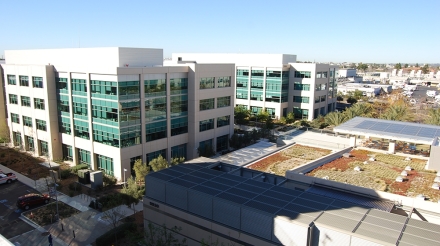 San Diego County Operations Center features modern architecture with green roofs and extensive glass windows.